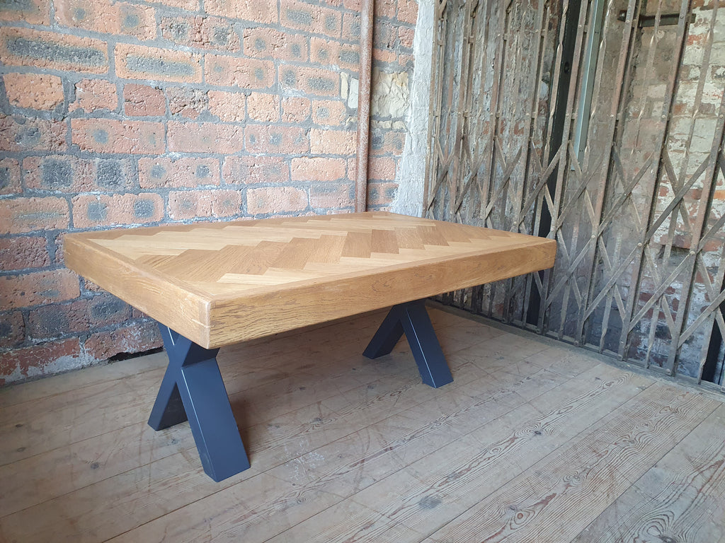 Oak Herringbone Coffee Table - Whiskey 