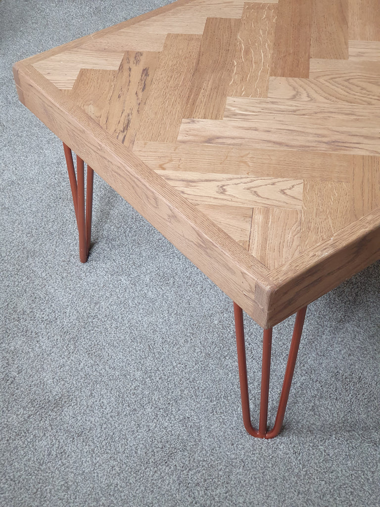 Oak Herringbone Coffee Table - Whiskey 