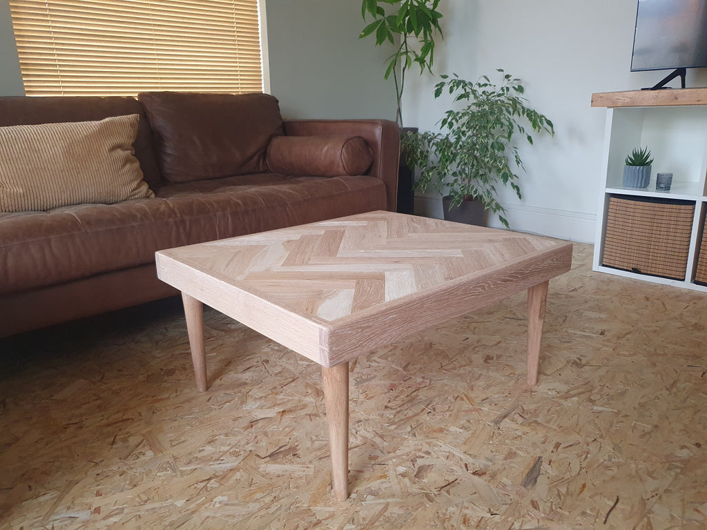 Oak Herringbone Coffee Table - Natural