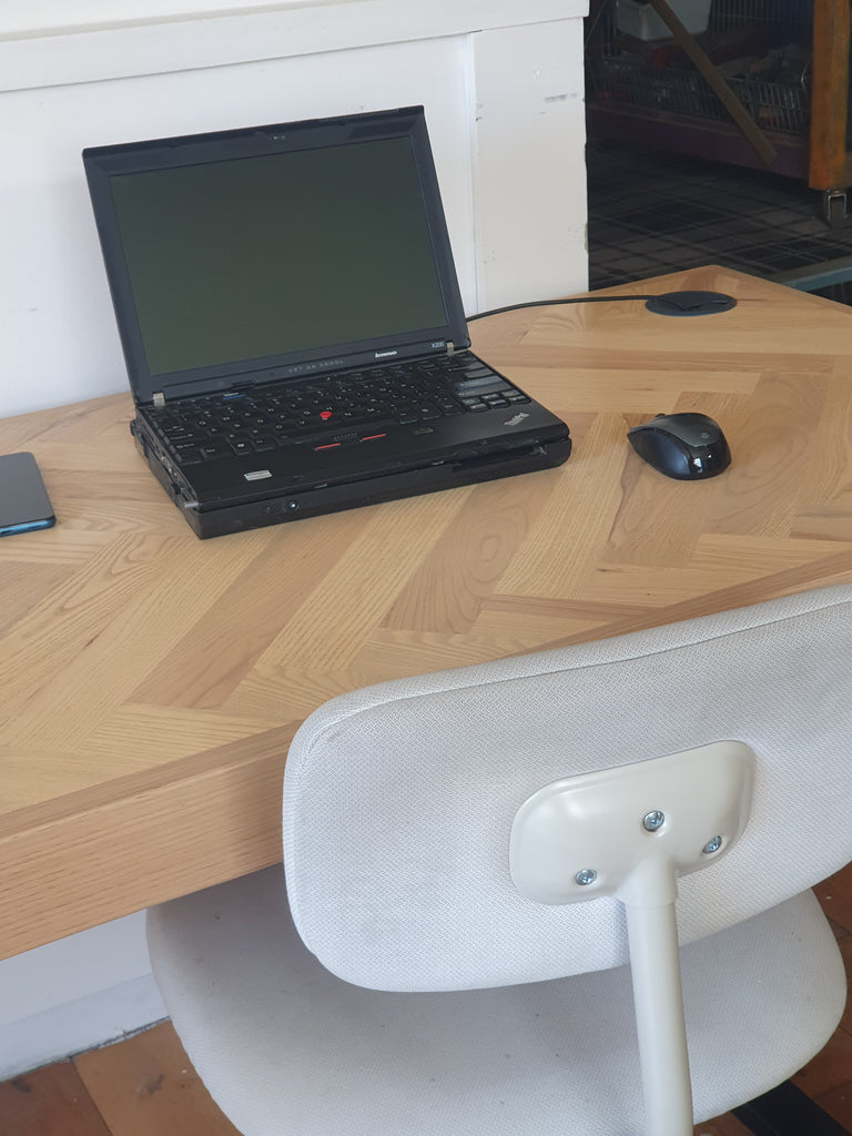 Solid Hardwood Home Office Desk - Ash Herringbone