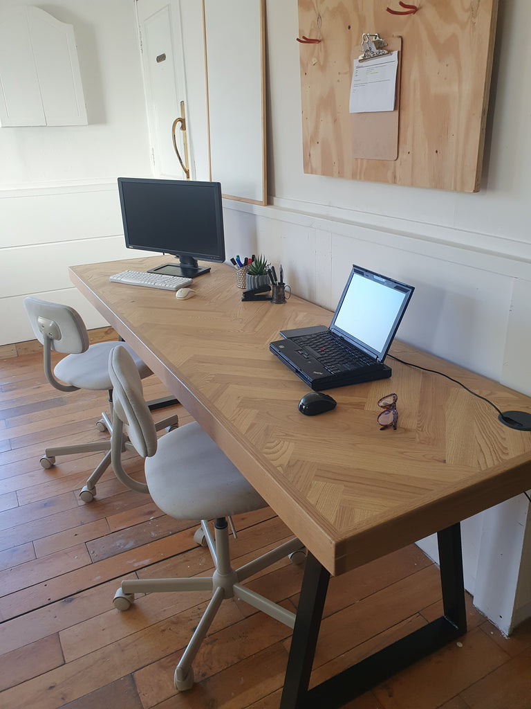 Solid Hardwood Home Office Desk - Ash Herringbone