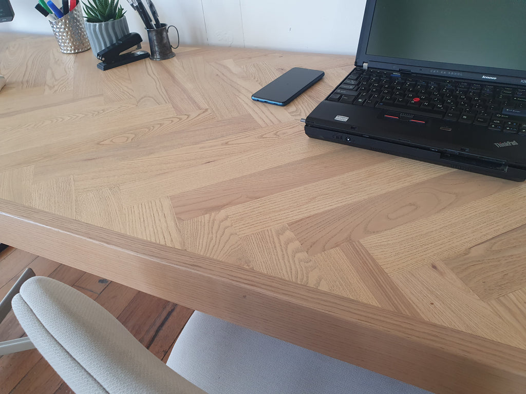 Solid Hardwood Home Office Desk - Ash Herringbone