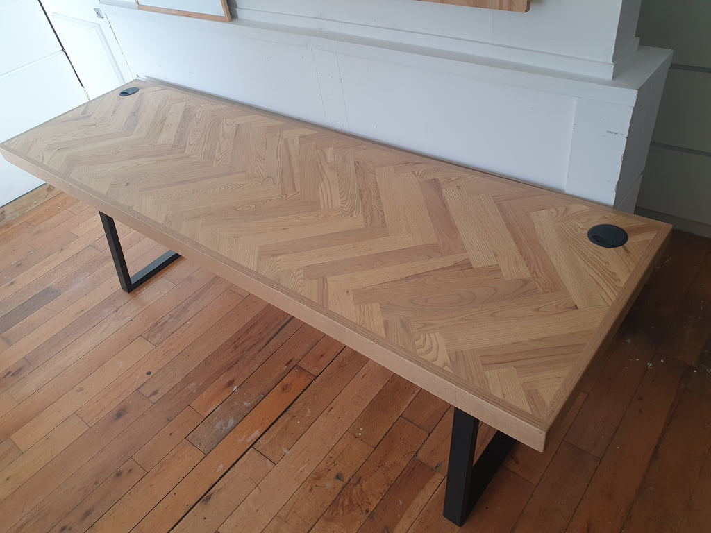 Solid Hardwood Home Office Desk - Ash Herringbone