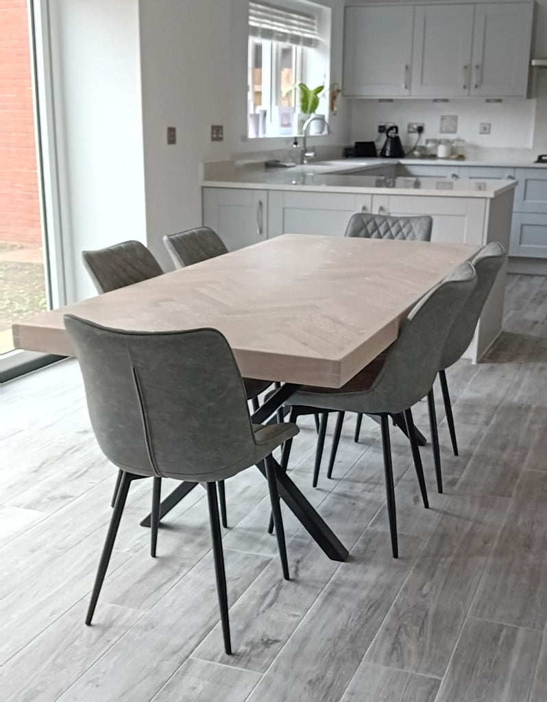 Oak Herringbone Dining Table - Natural