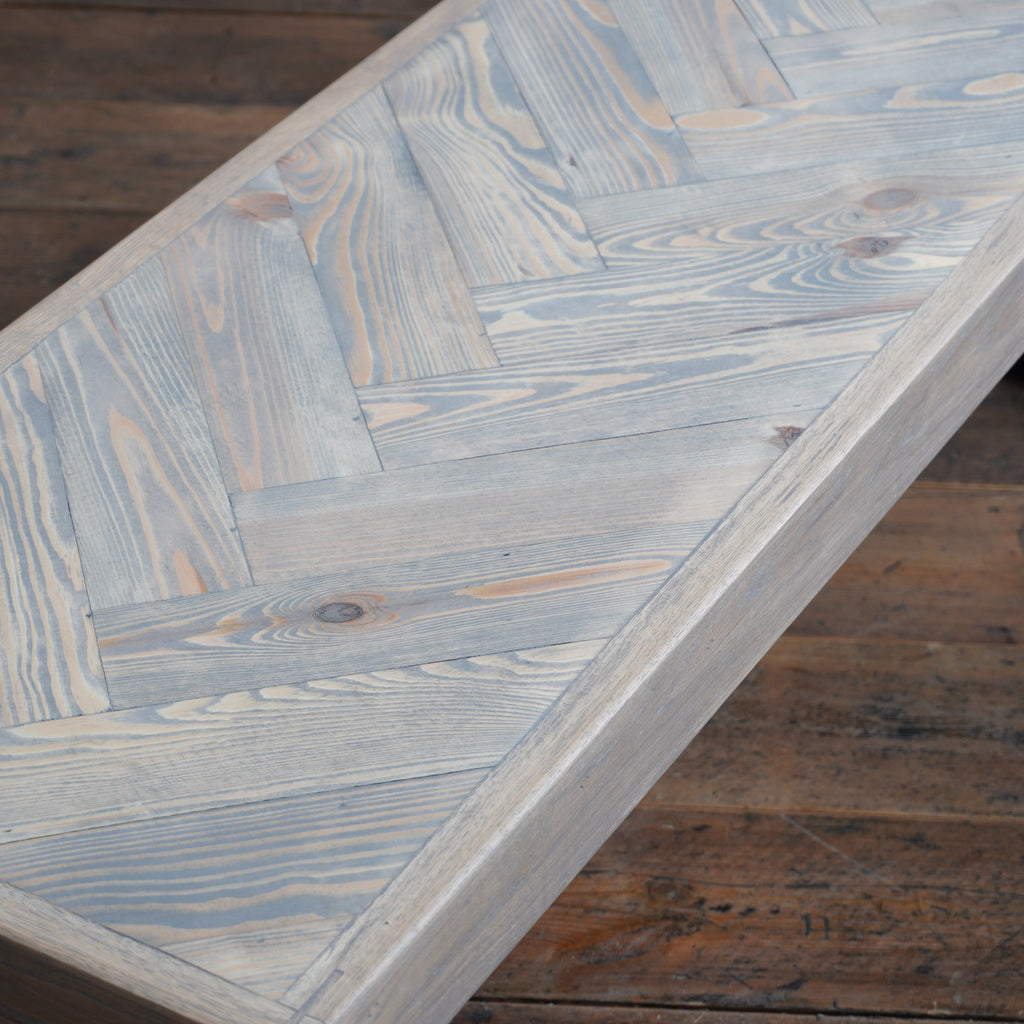 Herringbone Dining Bench - Grey Wooden Chevron Bench - Handmade by Kontrast