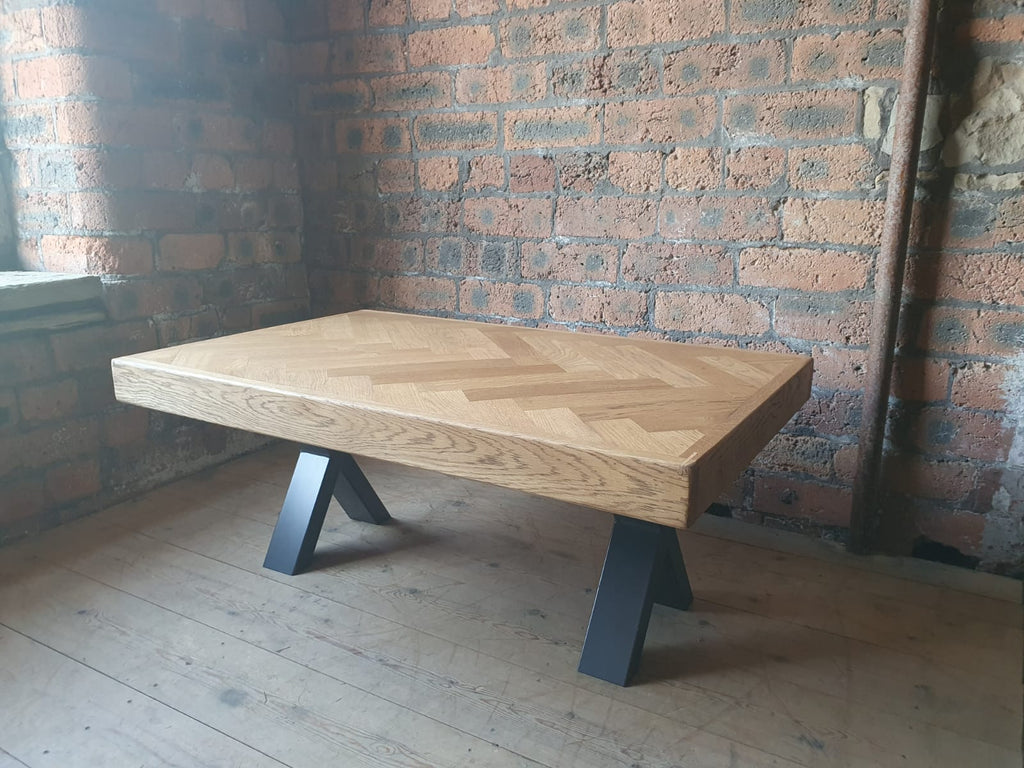 Oak Herringbone Coffee Table - Whiskey 