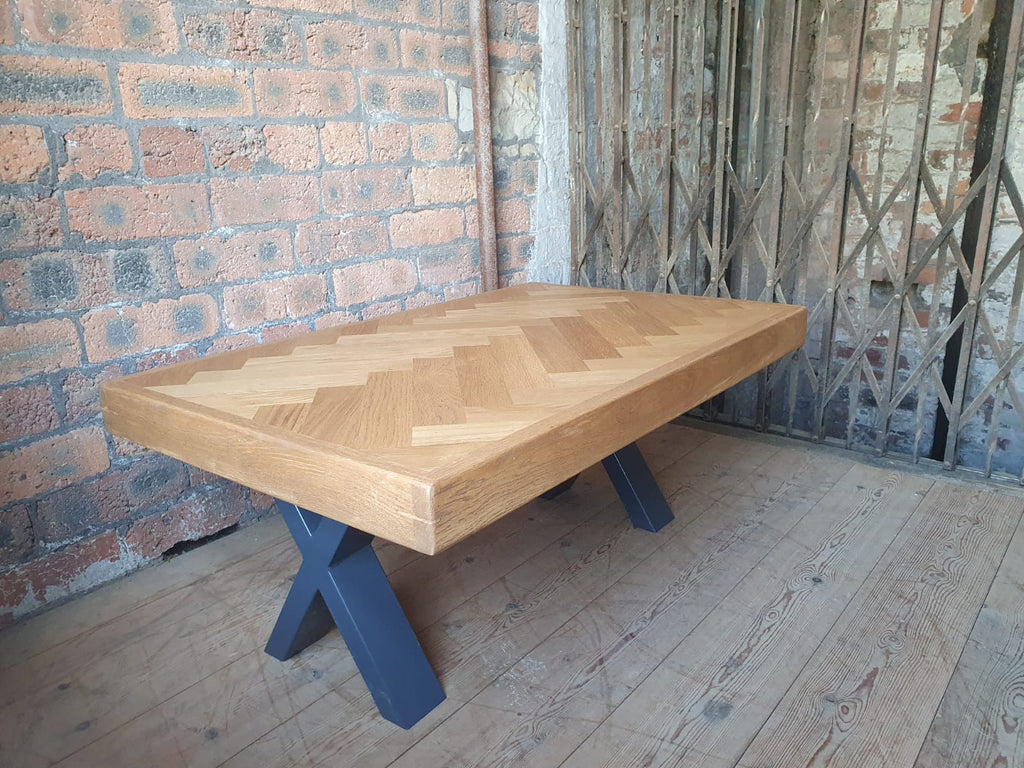 Oak Herringbone Coffee Table - Whiskey 