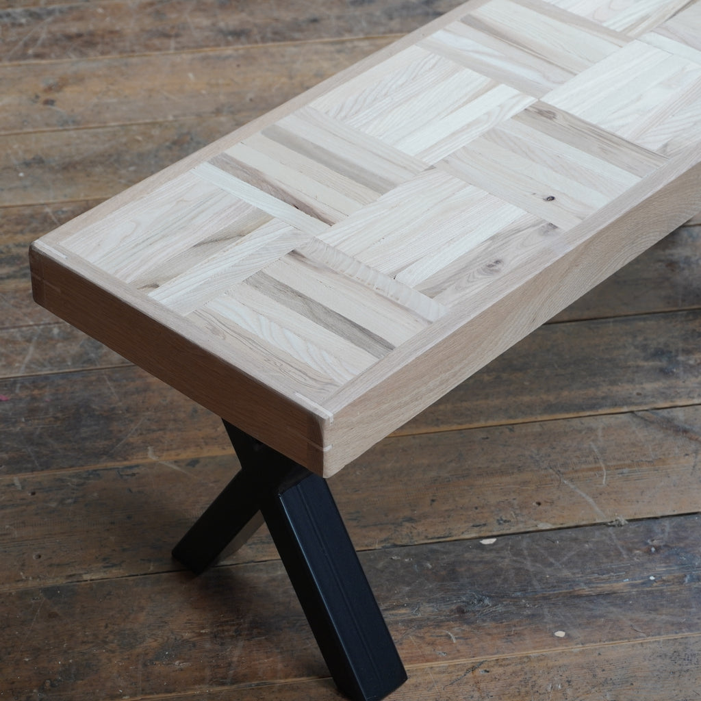 Herringbone Dining Bench  - ASH Parquet Pattern - Handmade by Kontrast