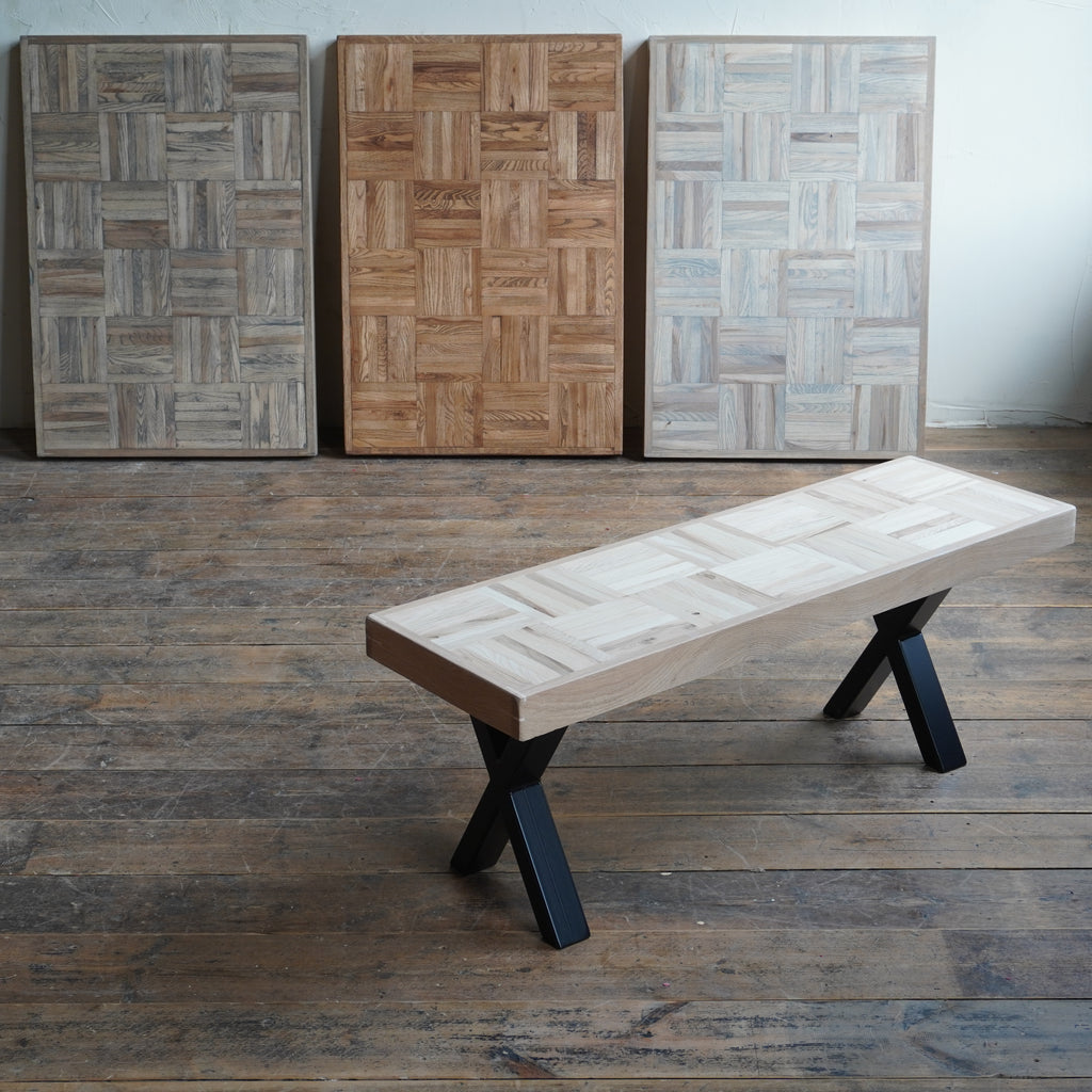 Herringbone Dining Bench  - ASH Parquet Pattern - Handmade by Kontrast