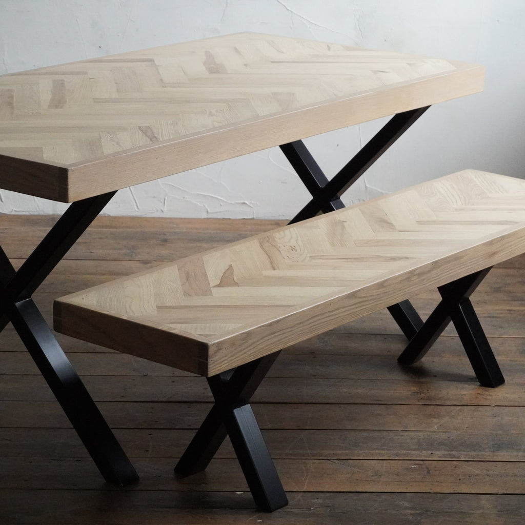 Herringbone Dining Table -  Natural wooden chevron reclaimed wood table - Handmade by Kontrast