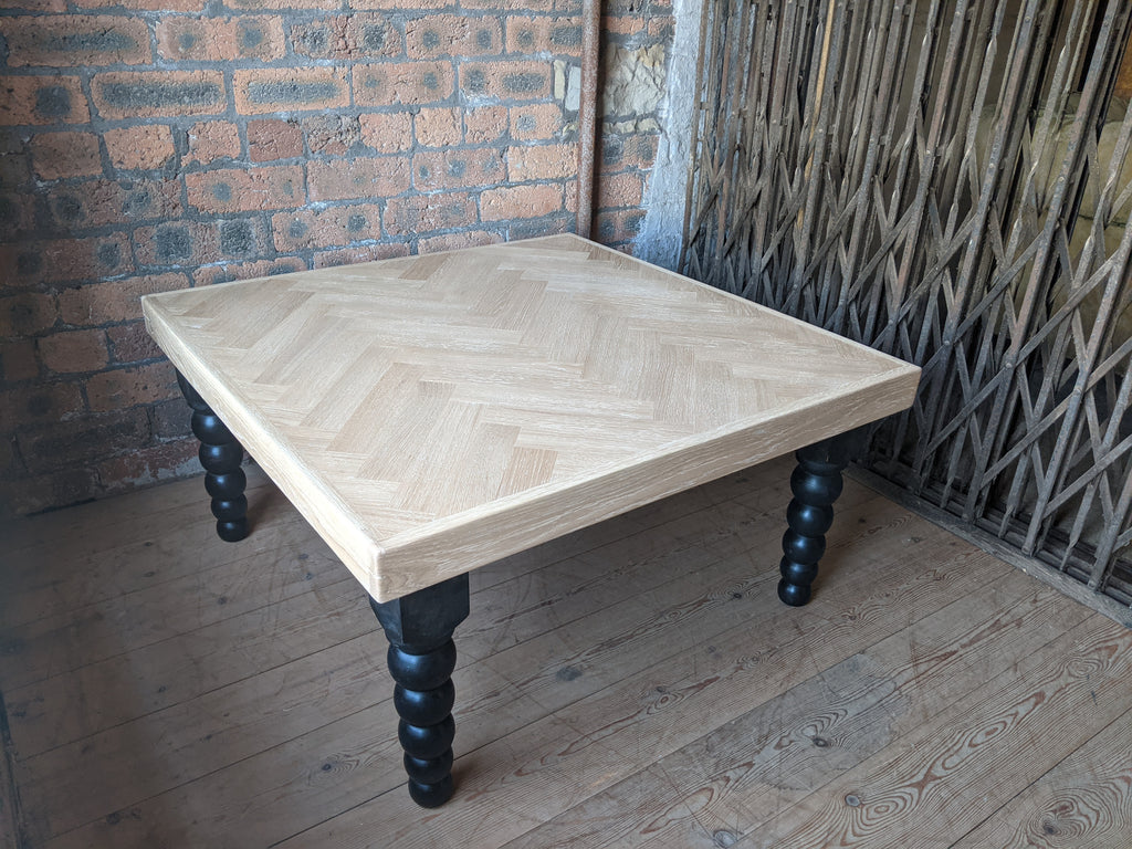 Oak Herringbone Coffee Table - Assorted Legs - Handmade by Kontrast