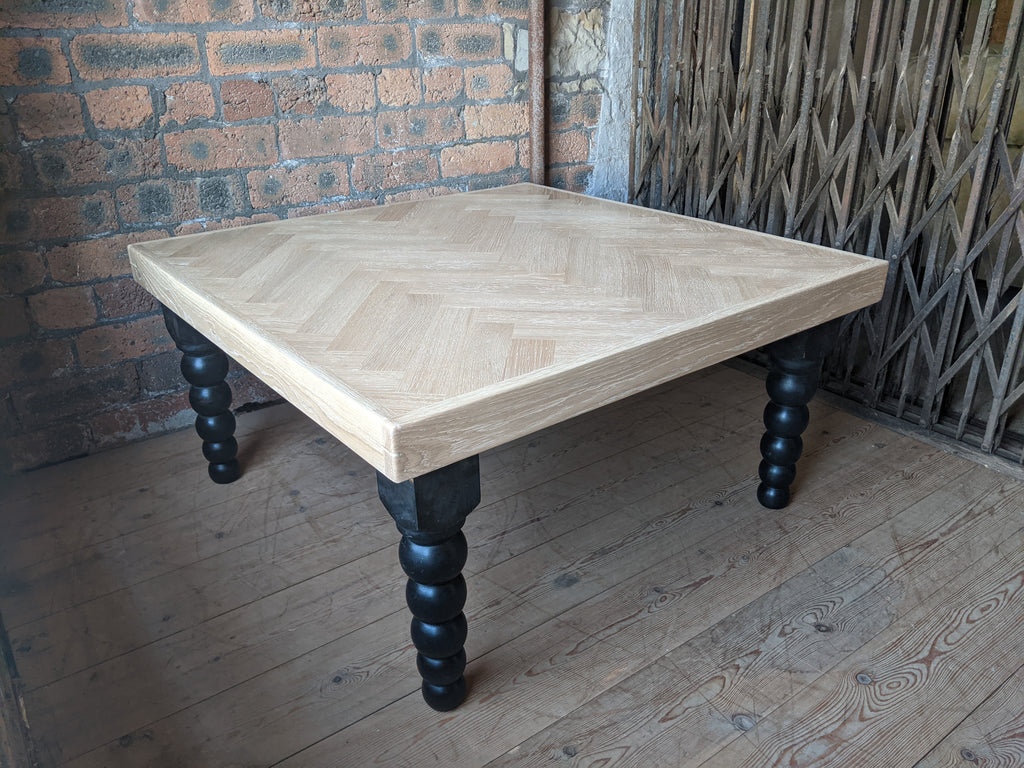 Oak Herringbone Coffee Table - Assorted Legs - Handmade by Kontrast