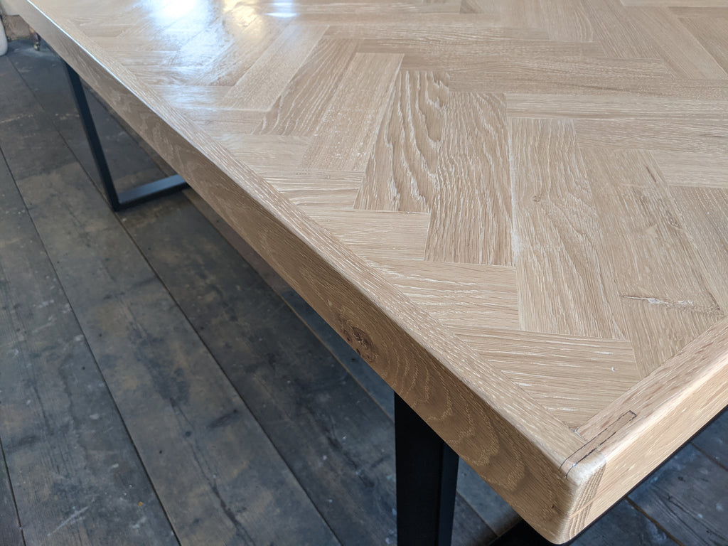 Oak Herringbone Dining Table - Natural