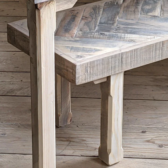 Herringbone Dining Bench - Grey with refectory legs - Handmade by Kontrast