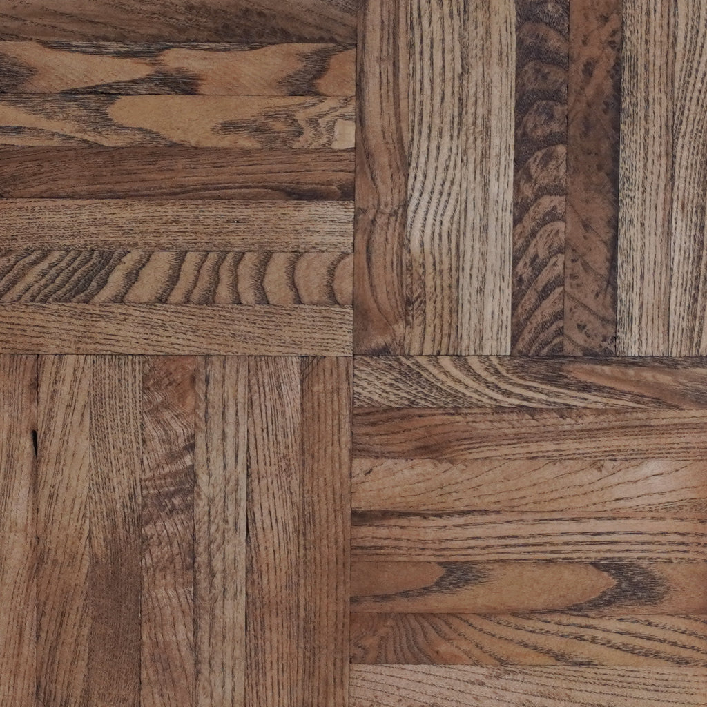 Herringbone Dining Table -  Natural Ash wooden parquet reclaimed wood table x legs - Handmade by Kontrast