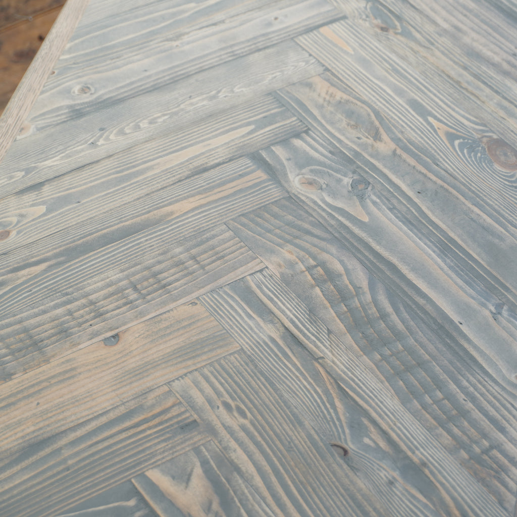 Herringbone Coffee Table in Grey - with metal legs - Handmade by Kontrast