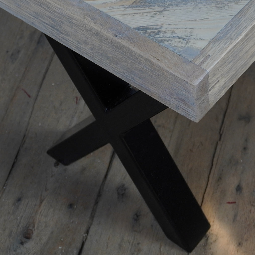 Herringbone Coffee Table in Grey - with metal legs - Handmade by Kontrast