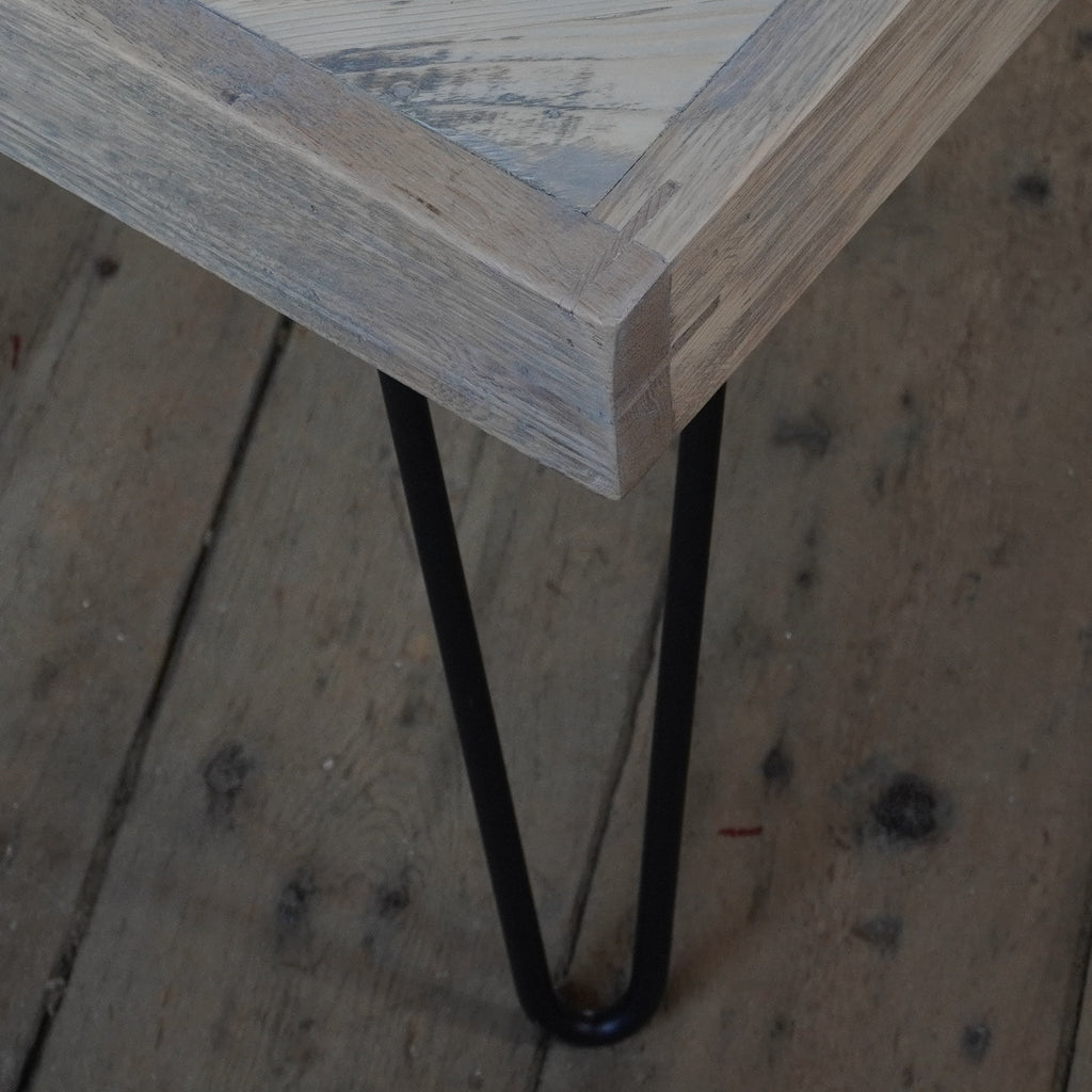 Herringbone Coffee Table in Grey - with metal legs - Handmade by Kontrast