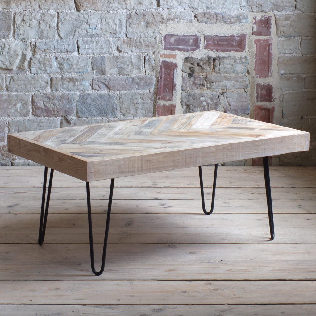 Herringbone Coffee Table  - with metal legs - Handmade by Kontrast