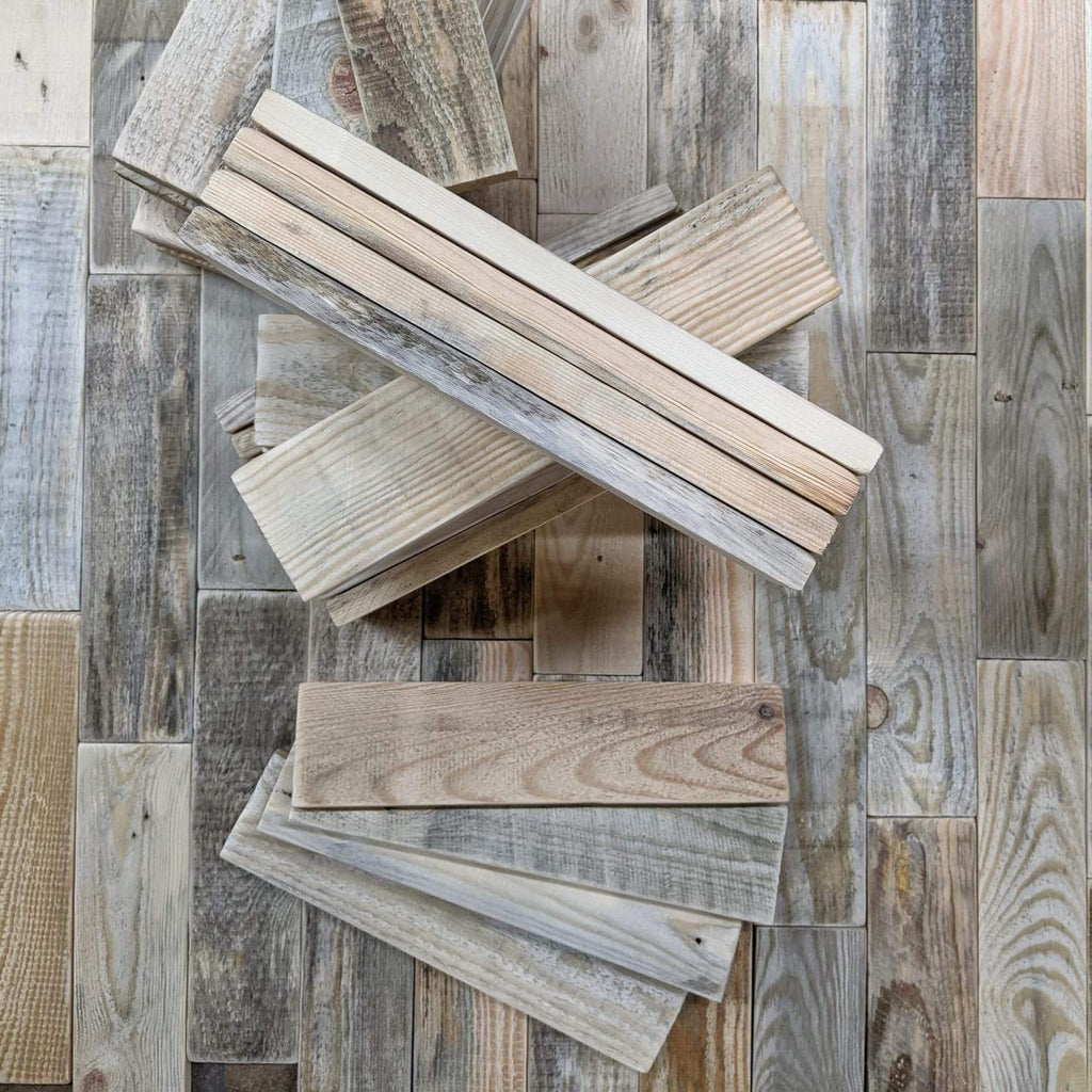 Pallet Wall- Rustic Wood Cladding Boards m2- Reclaimed Sanded Uniform Size Tiles-Reclaimed Wood - Salvage-KONTRAST